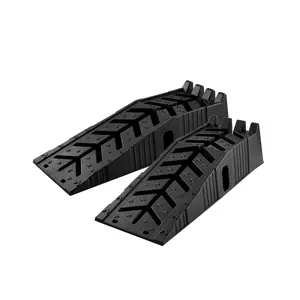 Low Profile Plastic Car Ramps, 2 Pack - 8.6" Lift Height - 17° Incline - Anti-Slip, Stackable, with Handles for Oil Change & Maintenance - Black