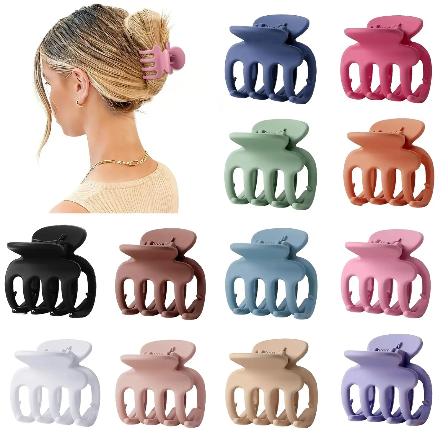 12 count Hair Clips for Women 1.8 Inch Small Claw Clips for Thin Hair Medium Hair Claw Clips for Thick Hair Accessories for Women Girls (Colorful)