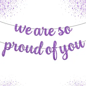 Purple Graduation Decorations 2026, We are So Proud of You Banner - Glitter 10 Feet, No DIY | Congratulations Banner Purple, Graduation Decorations Class of 2026