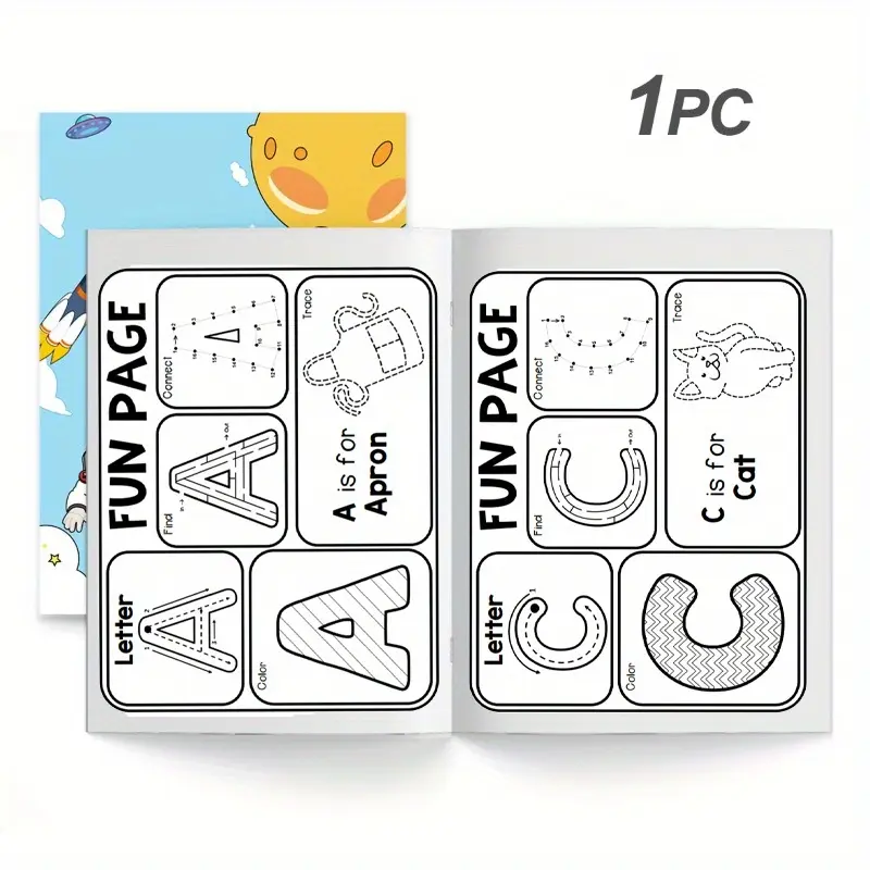 Kids Word Search Workbook, Alphabet Writing Reading Drawing Activity Book for Quiet Time Learning