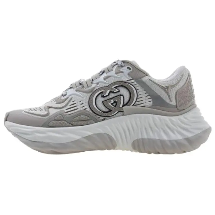 Women's GUCCI Ripple Mesh Lace-Up Low-Top Platform Trainers - 6.5cm Heel, Gray-White Trending Footwear, Maison Mihara Verifiable with Credentials & Global Authentication Support, Trainer
