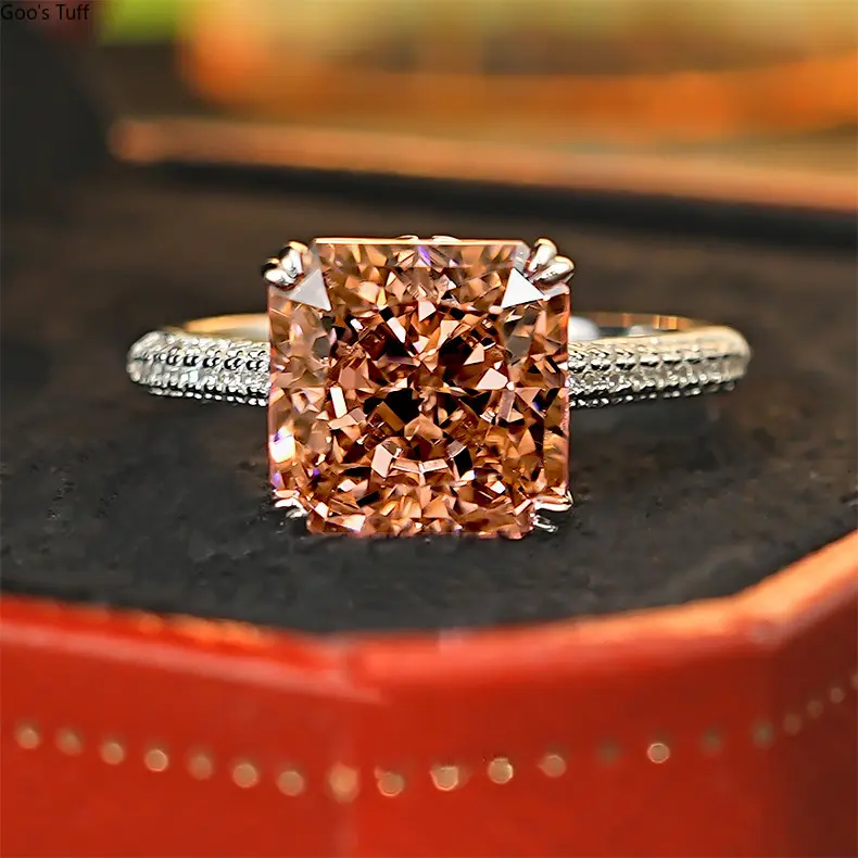 Ring Open Ring Princess‑Cut Zircon Open‑Adjustable Women Ring Niche High‑End Sparkling Finger Jewelry for Daily Wear Date Night Party Occasions