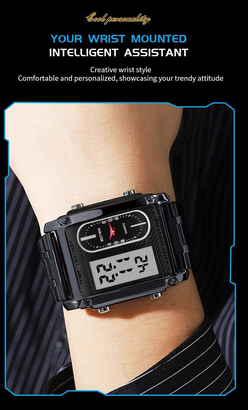 Luxury Racing men's square creative dual-movement multifunctional sports watch, featuring a luxurious triple-time design, water resistance, luminous dial,​Exuding a minimalist aesthetic, it is elegant, durable, and the perfect choice for everyday wear.​​