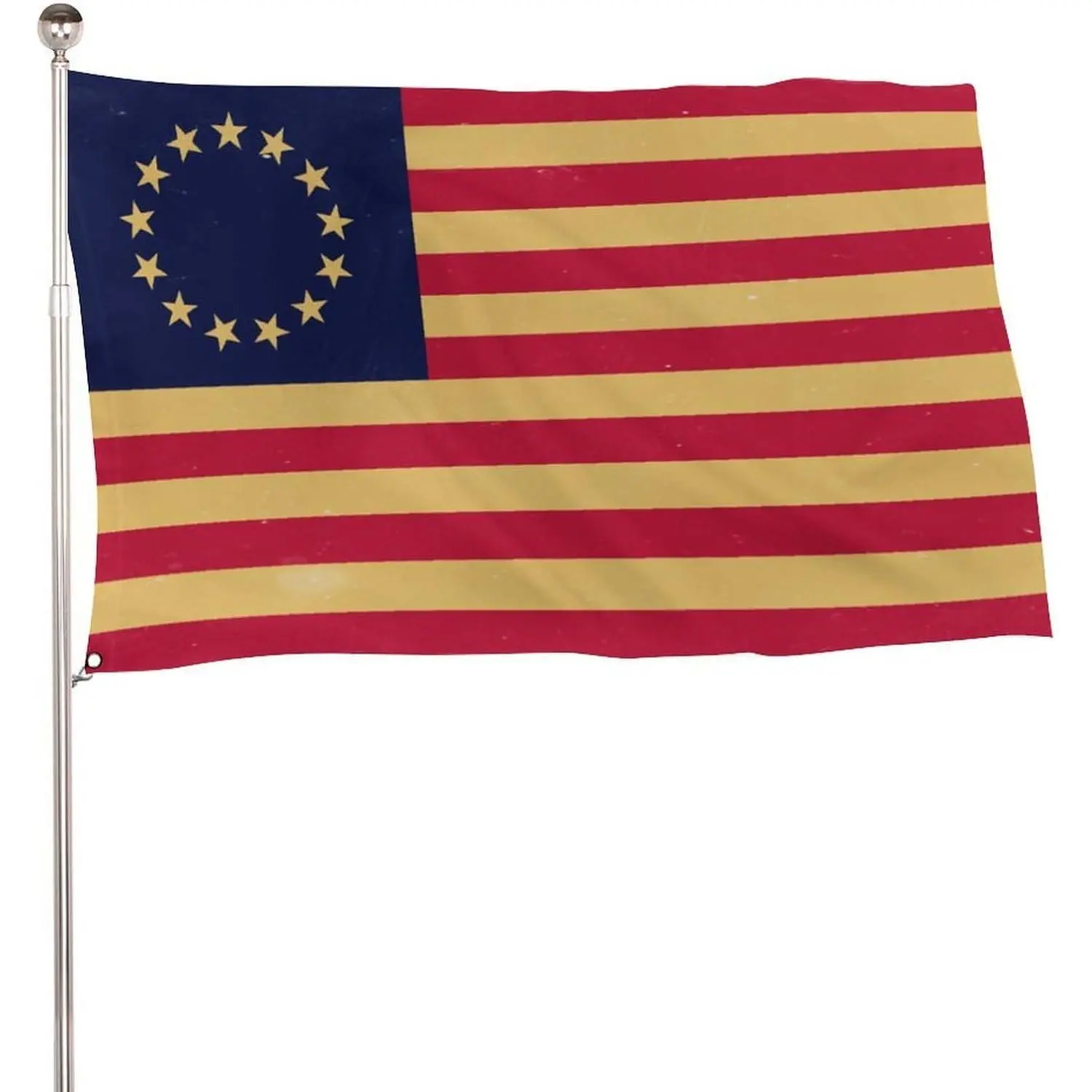 Vintage 13 Stars Betsy Ross Single Flag, 5x3 ft Lightweight 115D Polyester Banner with 2 Metal Eyelets for Outdoor Display, Banners