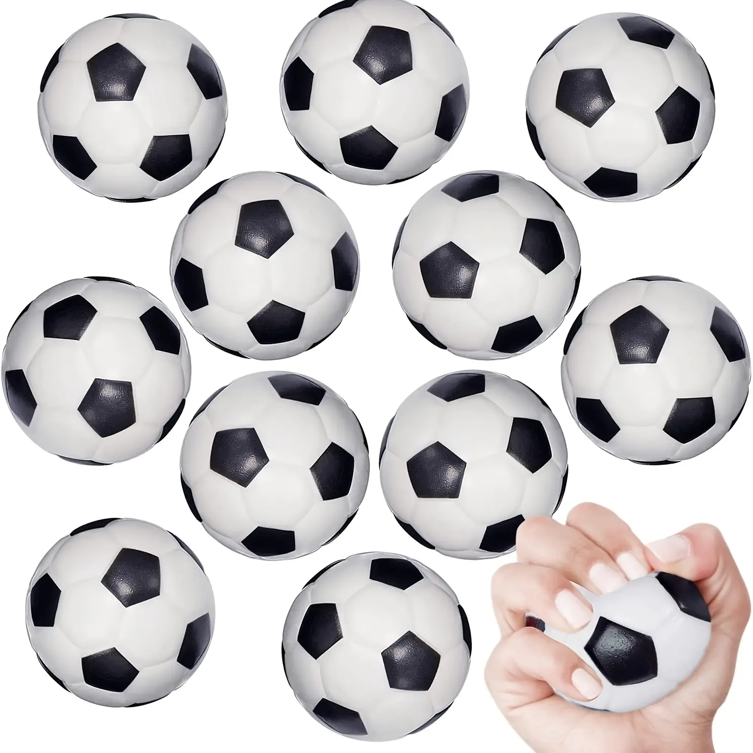 6 Pack Mini Soccer Stress Balls, 1.6 Inch Small Foam Sports Balls for Kids Adults, Soft Squeeze Soccer Balls for Relax, Anxiety, Party Favors, Classroom Prizes, Goodie Bags Stuffers
