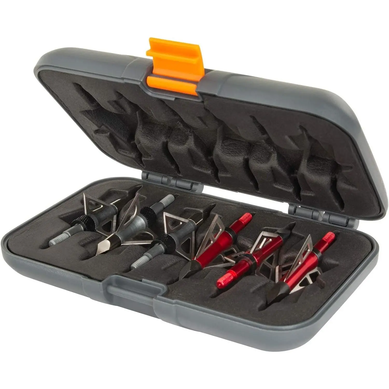 Titan Broadhead Box & Caddy - Holds 6 Broadheads with Closed Width Up to 1-3/8" - Outdoor Storage for Bow, Compound Bow, Crossbow Accessories - Gray/OrangeGift