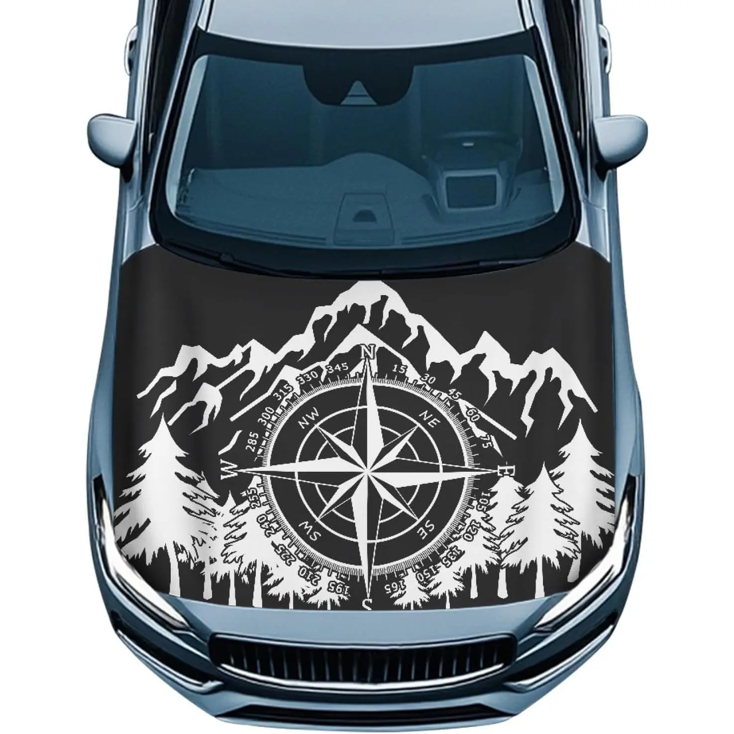 Car Hood Cover Protector Car Decor Accessories Can be Washed Elastic Fabrics Hood Wrap Blanket for Most Cars SUV Truck, Mountain Pointer