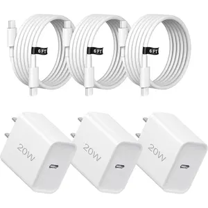 20W  Charger,3 Pack USB-C Port Charger with Type c-c ,for i Phone 17/16/15, i Pad and  (3 Pack White)