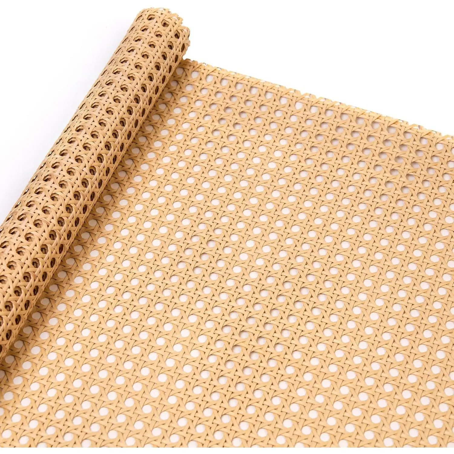 16" Width 23.6'' Length Plastic Faux Cane Webbing Roll, Open Weave Rattan Mesh Caning Material for Cabinet Chair Furniture