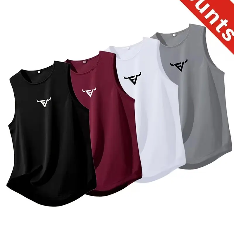 Men's Sport Sleeveless T-Shirt Set, Quick-Dry Breathable Geometric Print, Casual Summer Training Top Sleeveless Workout for Running, Swimming, Gym, Sleeveless Sports Vest, Exercise Clothing