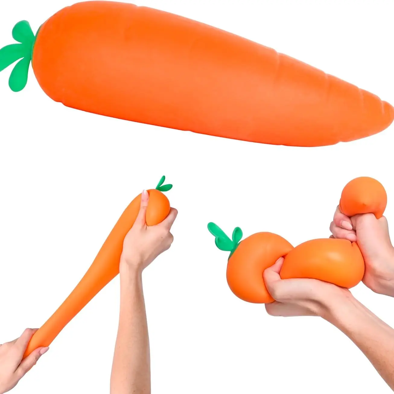 Toymendous 11.8 Inch Needoh Fidget Squishy Carrot Stress Relief Toy for Kids Teens & Adults, Non Toxic Squeeze Stretch Twist Toy, Perfect for Sensory Play & On-the-Go Fun, Squishy Fidgets