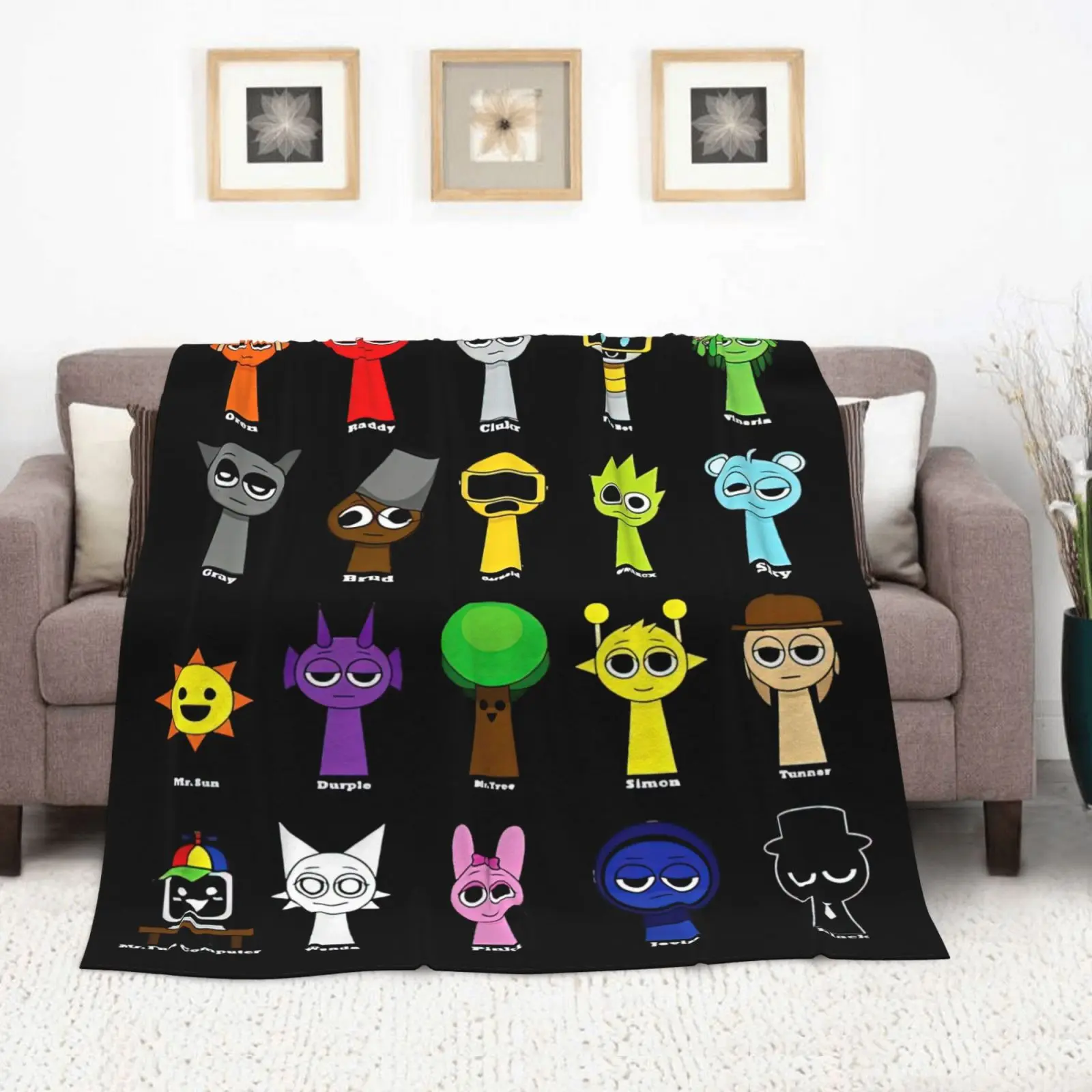 Sprunki Blanket Flannel Blanket Soft And Warm Flannel Blanket Cute Cartoon Plush/Holiday Gift For Friends Birthday Gifts Holiday Party Home Decoration Halloween Blanket Christmas Blanket Throw Blanket Home Decor Birthday Gift