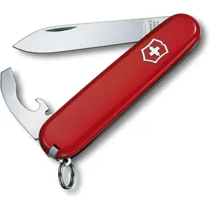 Bantam Swiss Army Knife, 8 Function Swiss Made Knife with Large Blade, Bottle Opener and Screw Driver - Red