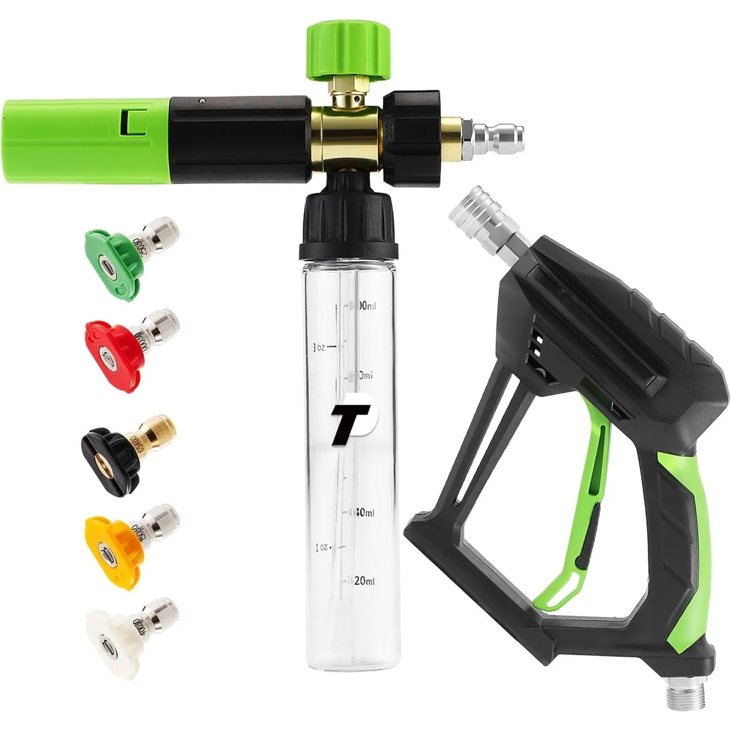 Washer Short  with Mini  Cannon for  Wash | 5 Power Washer Nozzle Tips, 1/4 Inch Quick Connector, 3600 PSI