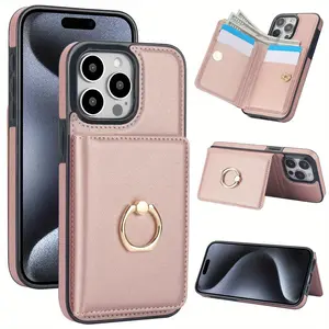Wallet Case with Card Holder, 360° Rotation Ring Kickstand Magnetic Clasp and Durable Shockproof Cover for iPhone 16 15 14 13 12 11 Pro Max SE 2022 iPhone XS MAX