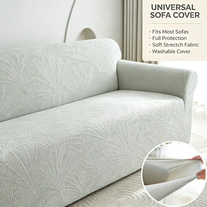 Washable Stretch Sofa Protector, 360° All‑In‑One Full Wrap Jacquard Slipcover, Non‑Slip Pet Kid Friendly Elastic Couch Cover for Home Decoration