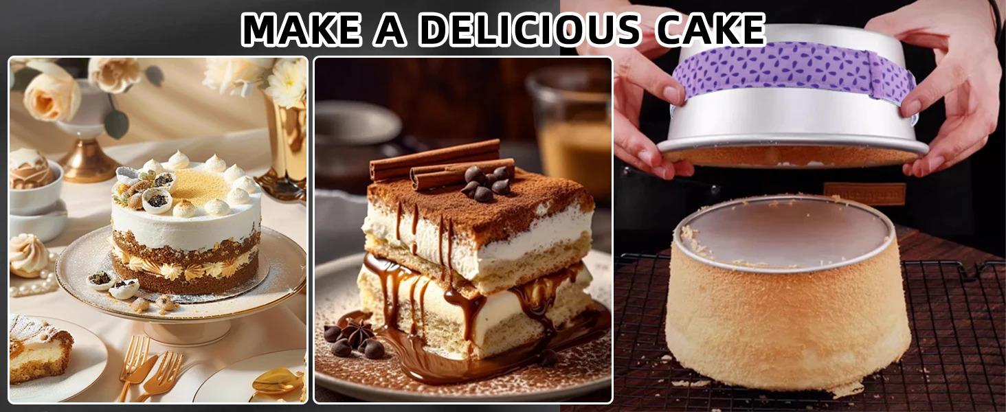 Cake Strips for Even Baking, Cake Pan Dampen Strips, Super Absorbent Nylon to Keeps Cake More Level (2 Pack)