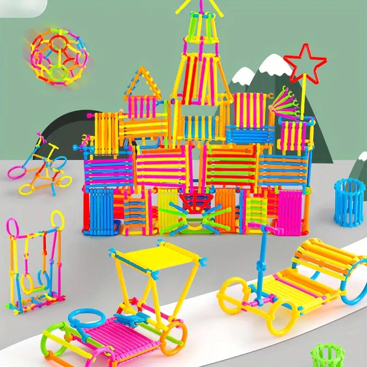 200 Pcs Magic Wand Building Blocks Random Color Shape Educational Engineering Toy STEM Learning Gift for Kids Birthday Christmas Party Favors