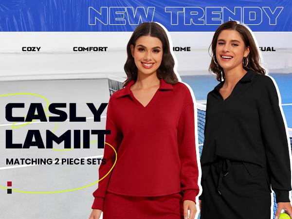 Casly Lamiit Women's Two Piece Sets 2026 Casual Tracksuit Sweatshirt Skorts Matching Set for Tennis Jogger Sweat Suit Versatile Summer Sportswear Breathable Activewear #Springfresh Casly Lamiit Women's Two Piece Sets 2026 Casual Tracksuit Sweatshirt Skorts Matching Set for Tennis Jogger Sweat Suit Versatile Summer Sportswear Breathable Activewear #Springfresh