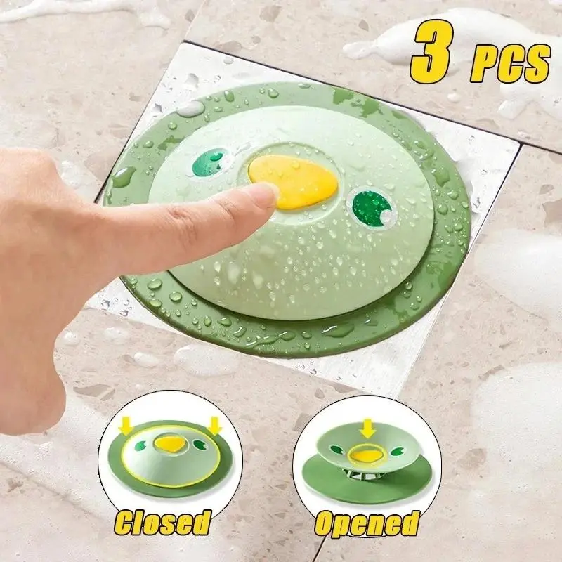 1-3PCS Durable Silicone Sealed Floor Drain Stopper, Modern Home Bathroom Accessory, Odor-Proof, Insect-Proof Cover for Blocking Sewer Gases, Mix-3pcs Home Supplies Essential