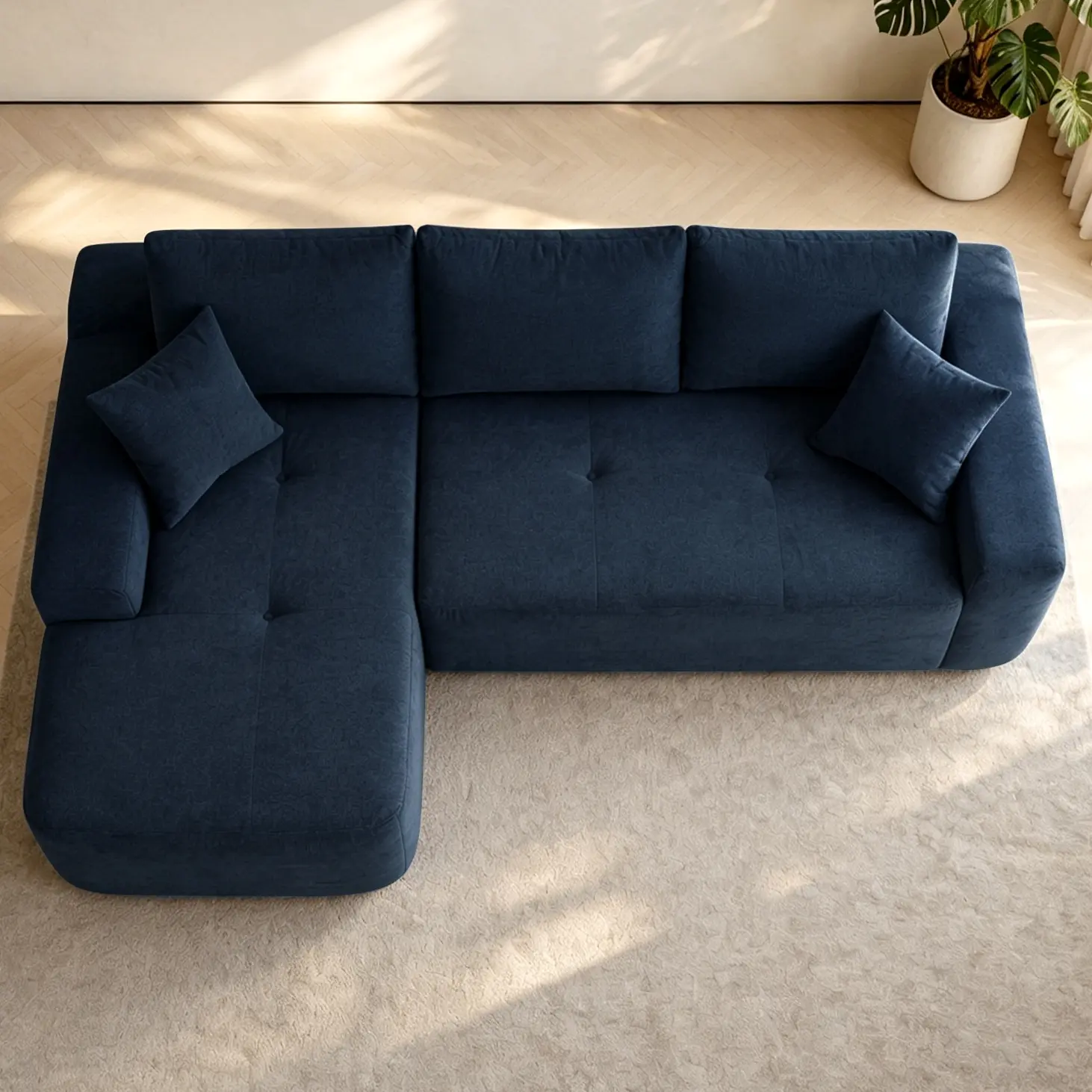 85" Cloud Sectional Couch with L-Shape Chaise,Modern Modular Sofa with Deep Seat, Upholstered Couches for Living Room Bedroom,No Assembly Required, (Cotton linen Fabric)
