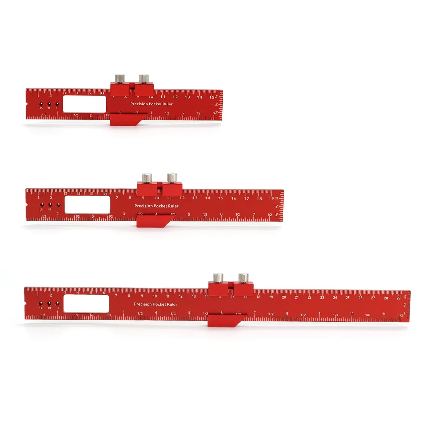 Pocket Ruler Woodworking T-Ruler 3 count  Woodworking Rulers Scribing Ruler with Metric/Inch Measurements (Red)