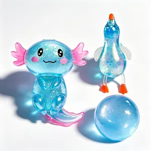3-Piece Glitter Slippery Toy Set, Duck and Transparent Stress Ball, Slow-Return Tpr Squeeze Toy, Slow Rebound Fidgets, Anxiety Relief, Office Fun, Easter, Valentine's Gift