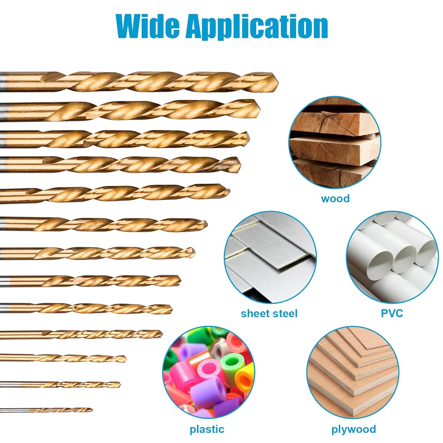 19 PCS Hex Shank Drill Bit Set, 1/16"-1/4" HSS Titanium Coated Twist Bits for Metal Wood Plastic, 4241 High Speed Steel Small Quick Change Drill Bits with Holder