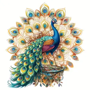 1pc Cartoon Decorative Sticker of a Peacock Perched on a Peacock‑Feather Chair, Vinyl Sticker – Durable, Easy‑to‑Apply Ornament for Cars, Laptops, Refrigerators, Tables and Water Bottles, Suitable for Multi‑Surface Decoration