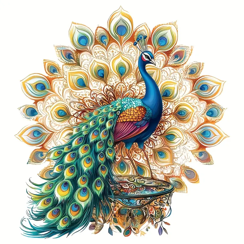 1pc Cartoon Decorative Sticker of a Peacock Perched on a Peacock‑Feather Chair, Vinyl Sticker – Durable, Easy‑to‑Apply Ornament for Cars, Laptops, Refrigerators, Tables and Water Bottles, Suitable for Multi‑Surface Decoration