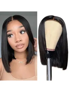 4x4 Transparent Lace Closure Straight Bob Wig 100% Virgin Human Hair Silky Straight Short Bob Wig Hair Wigs