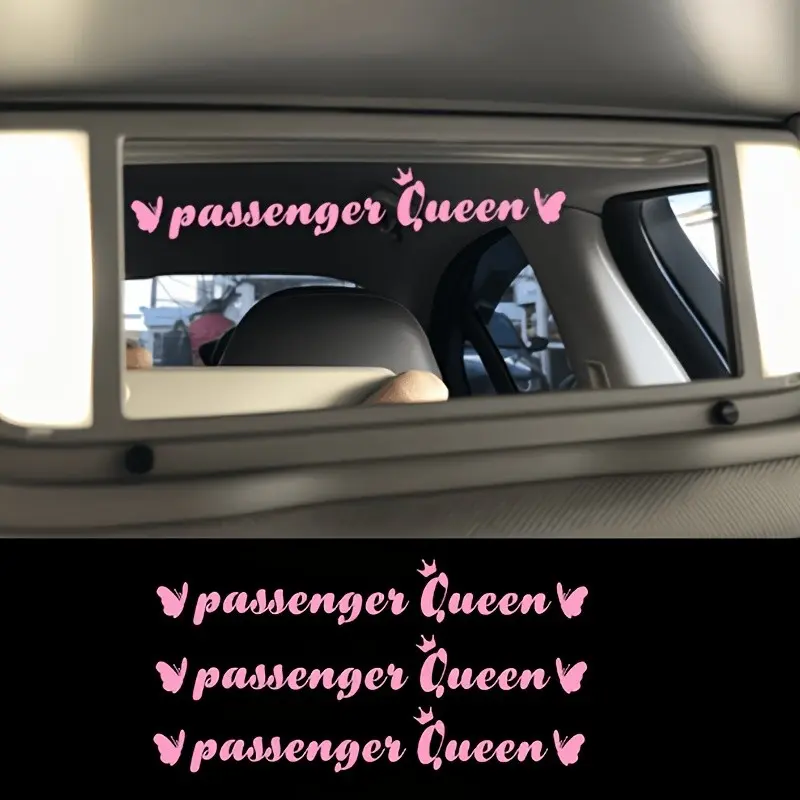 3-Piece Passenger Queen Stickers, Cute Car Rearview Mirror Makeup Mirror Stickers, Car Interior Decor Accessories, Fun Gift for Women and Girls, Girly Car Accessories, Car Decoration