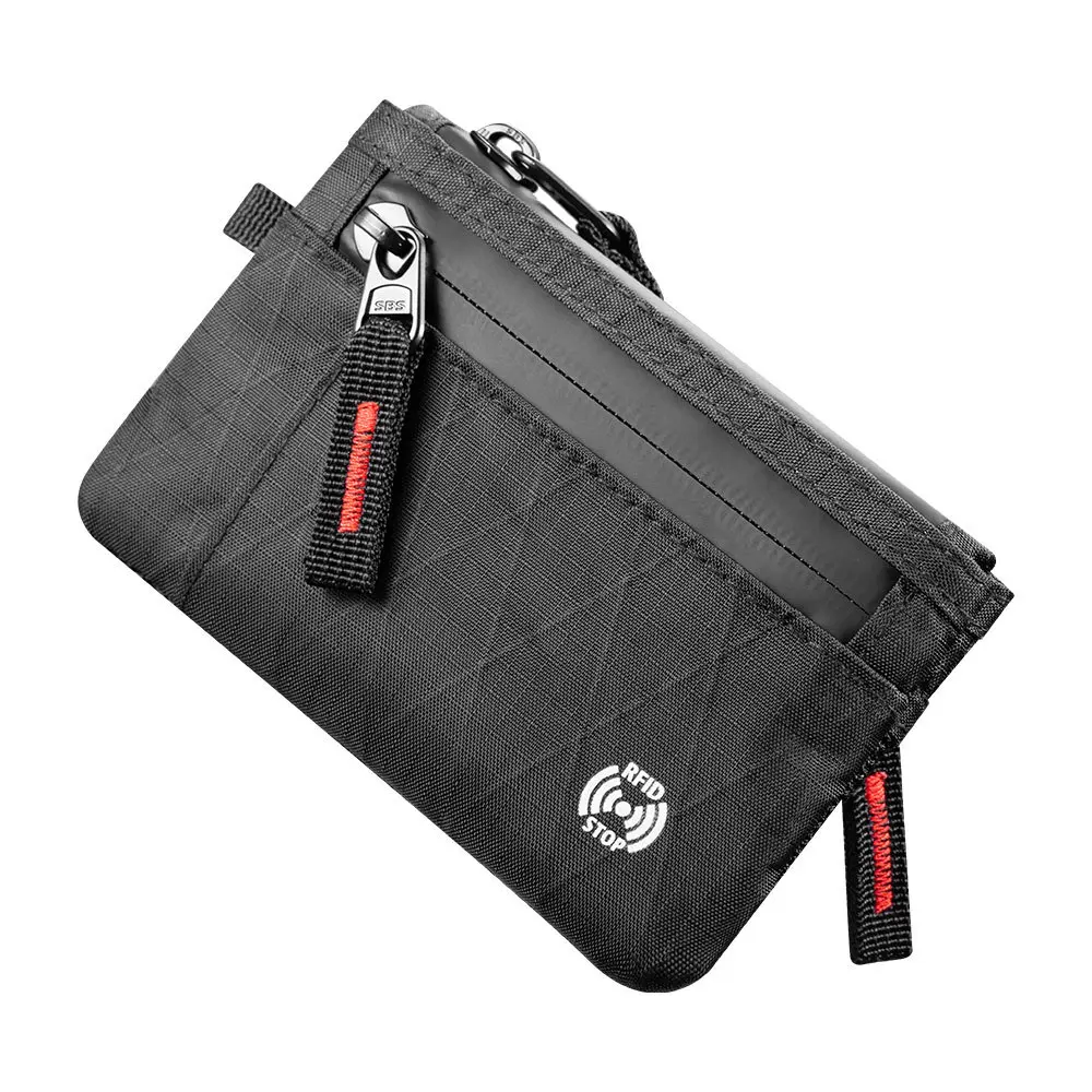 Men's Travel Wallet RFID Blocking Coin Purse Card Holder Key Pouch with Sleek Design and ID Window Cash Slot