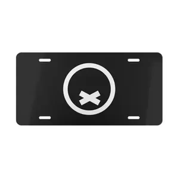 Automotive Aluminum License Plate Protector, 6×12 In Retro Graphics Tinplate Car Accessories, Minimalist Black White Circle Cross X Symbol Front Tag with 4 Pre-Drilled Holes, Durable Auto Decor Vanity Gift for Men