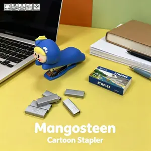 Cartoon Mangosteen Stapler Set with 500 Staples, Cute Fruit Design, Comfortable Binding, Ideal for Home, School, Office