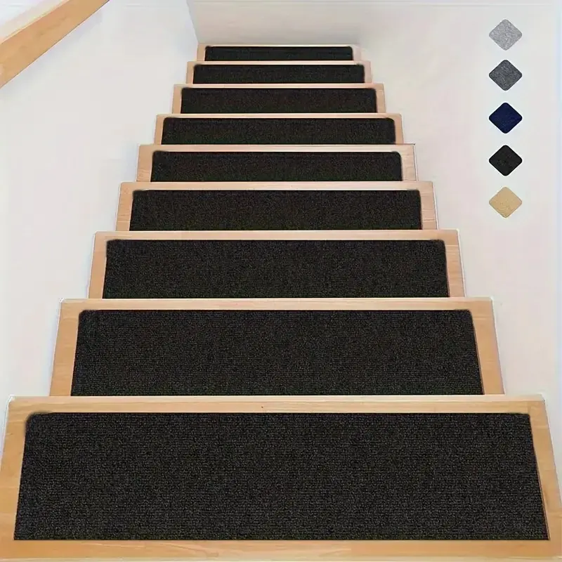 Non-Slip Stair Treads for Indoor Steps, Reusable Self-Adhesive Carpet Pads, Washable Stair Mats for Kids, Elderly and Pets, Cut-to-Fit Stair Runner