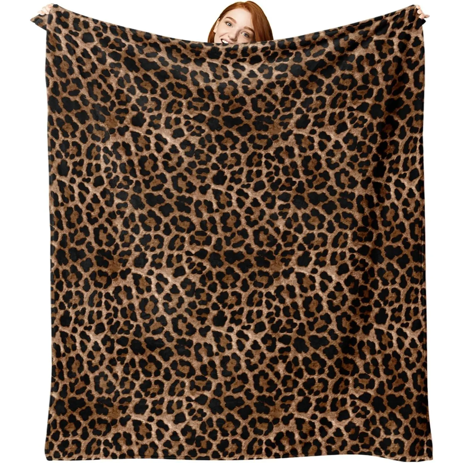 Leopard Print Flannel Throw Blanket, Classic  Print Throw for   Decor, Birthday Gifts for Adults Men Women, Soft Blankets for Bedding Sofa 60" x 80"