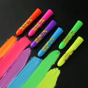 Glow in The Dark Face Paint Stick, 1 Set 10 Colors UV Light UV Reactive Face Body Paint Stick, Marker Pen for Cosplay Party, Party Supplies
