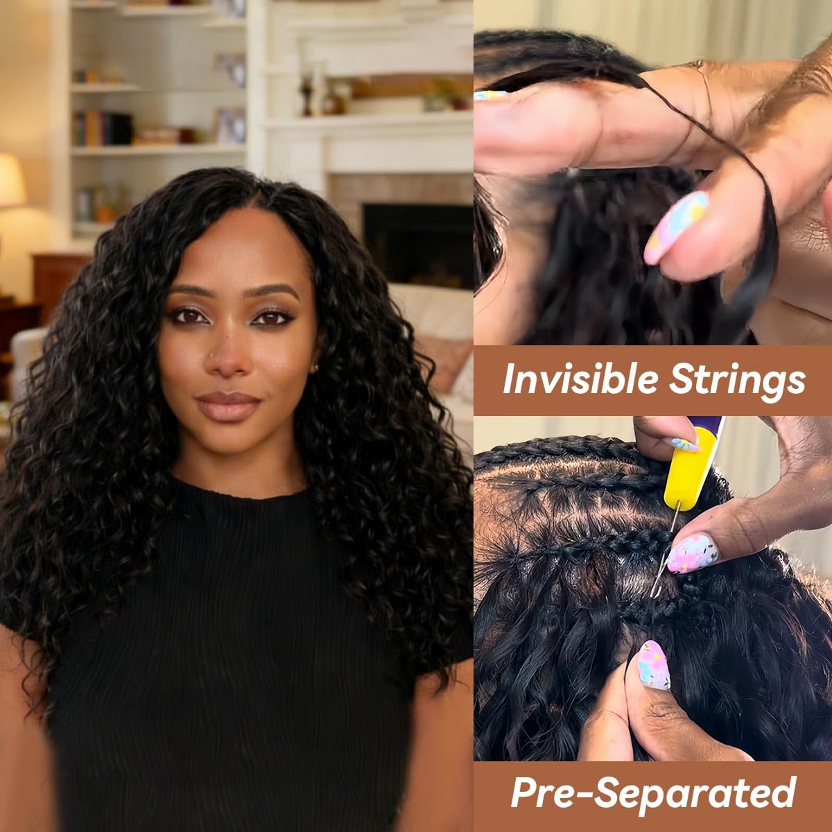 Curly Feather Crochet Hair Extensions Deep Wave Synthetic 