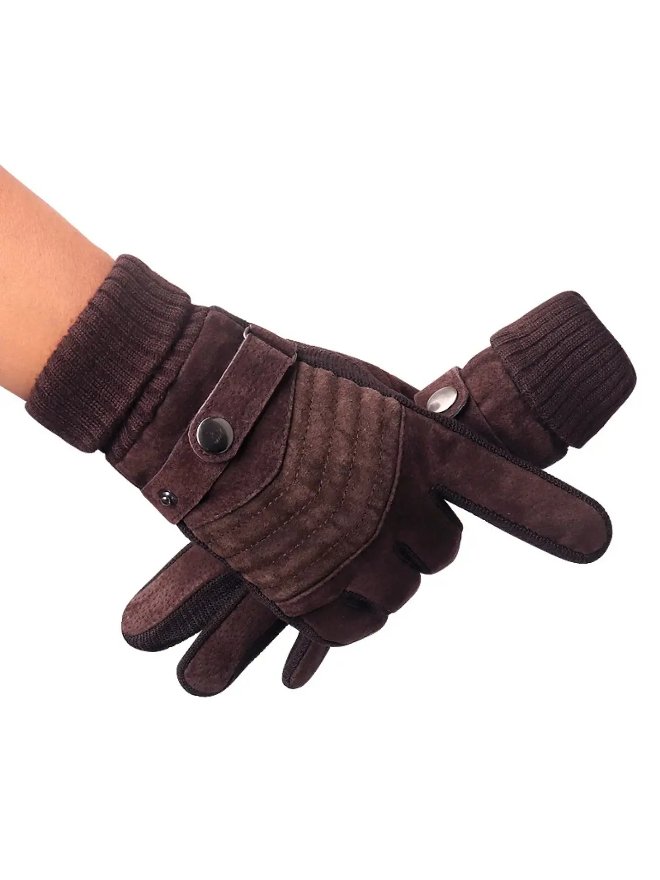 Winter men's warm and velvet gloves, outdoor cycling motorcycle anti slip leather gloves, skiing thick and cold resistant hand gloves