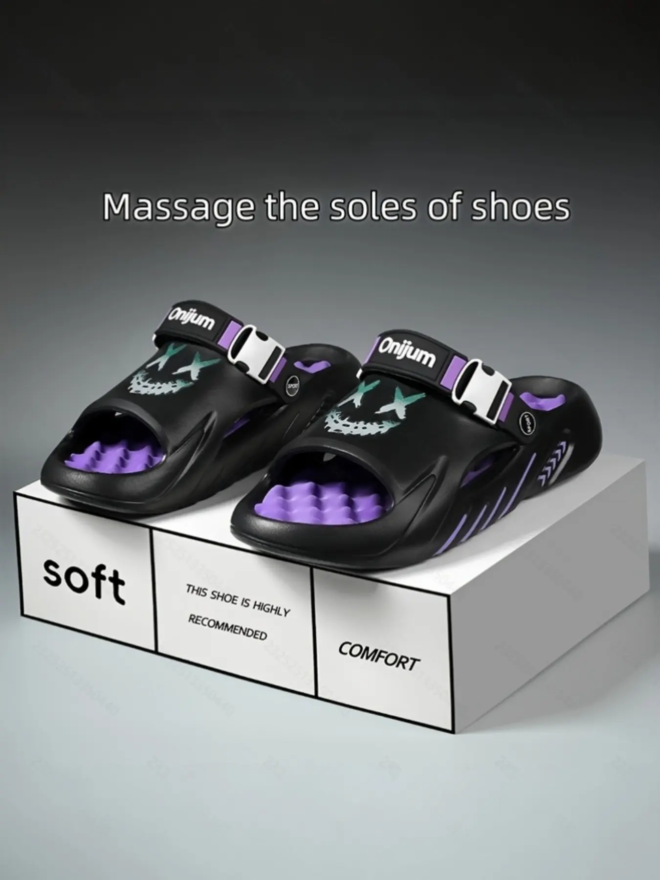 Men's Massage Sole Sandals, Summer Outdoor Thick Bottom Height Increase Waterproof Anti-Slip, Sport Driving Dual Use, Beach Slippers for Couples, Non Slip Slippers, Footwear