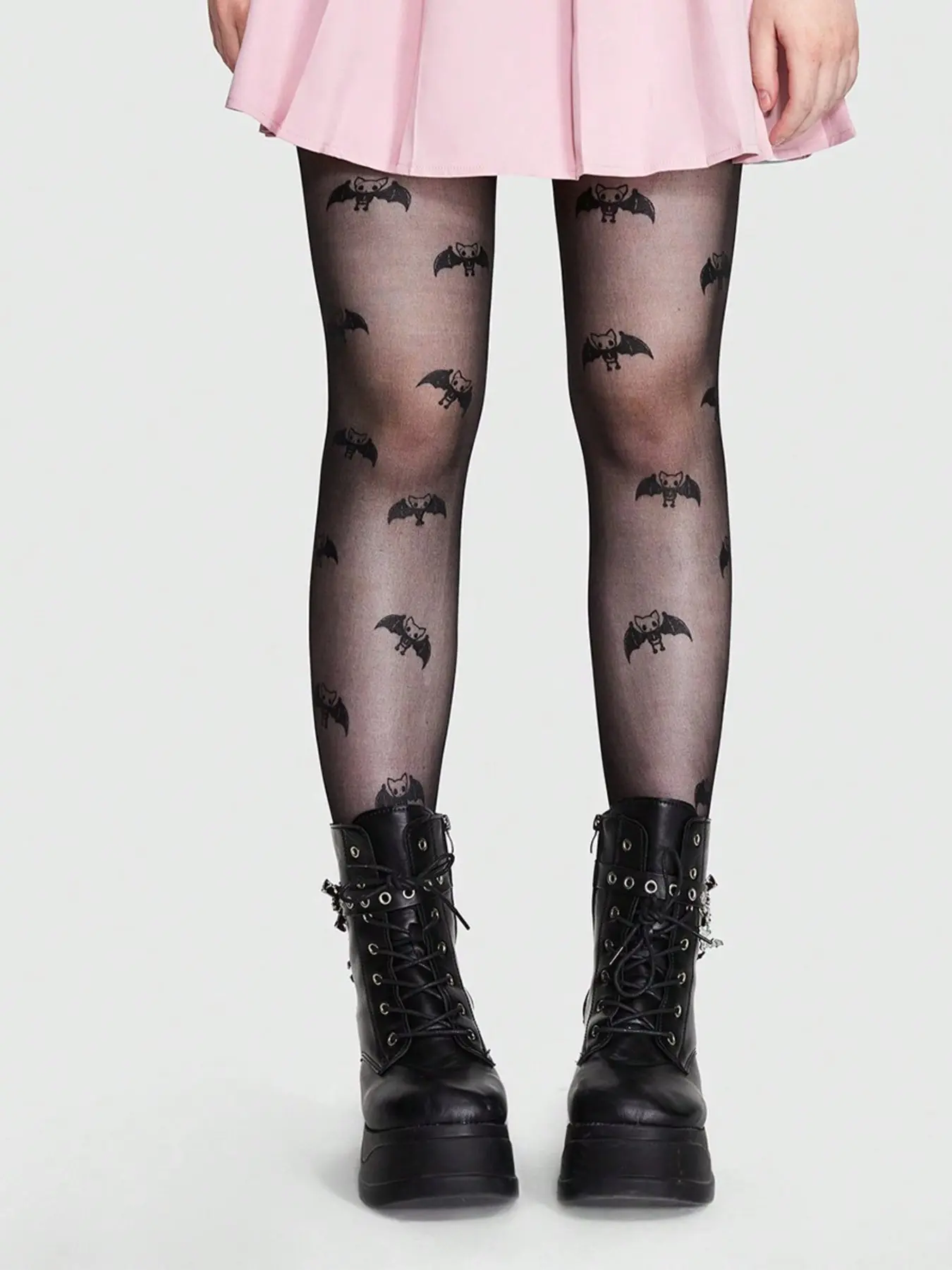 Dark Bat Print Silk Stocking, Ultra-Thin Transparent, Unique Style, Slimming Effect, Cool Girl Fashion, Sexy Leggings