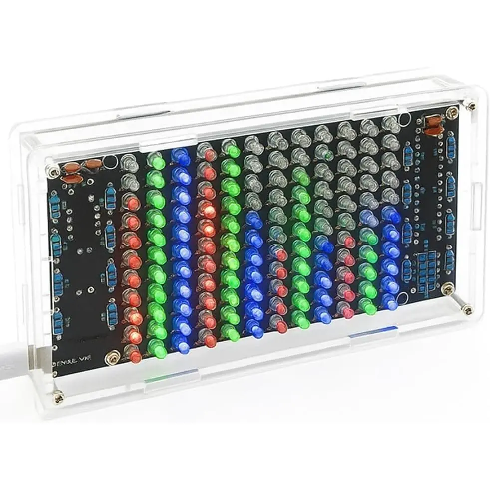 Complete Soldering Practice Kit for Beginners, DIY Music Spectrum LED Light Project with Components and Enclosure, Audio Level Indicator for Electronics Enthusiasts, Project Kit