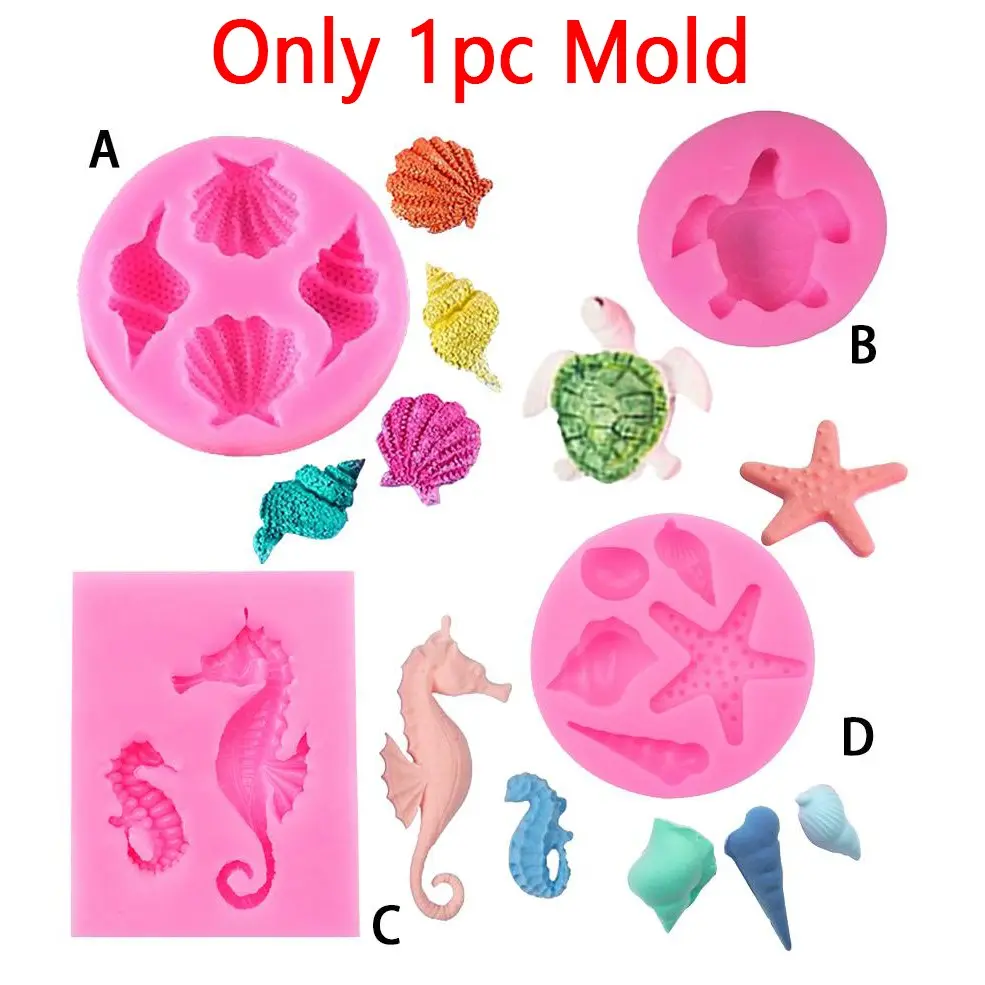Silicone Starfish & Seahorse & Turtle & Shell Shaped Cake Mold, Reusable Mold, Silicone Molds, 1 Count DIY Cake Chocolate Mold, Baking Tool for Home Kitchen, Baking Utensils Supplies
