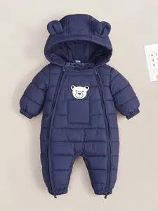 Autumn Winter Baby Onesie, Warm Comfortable Cotton Jacket, Cute Bear Design, for Infants & Toddlers, Perfect for Outdoor Use