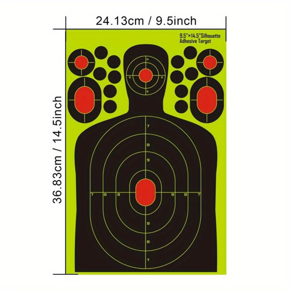 VIGEROSO 20/30pcs Large-Scale Human Silhouette Targets - High-Visibility Reactive Splatter Glow Florescent Paper Design for Accurate Range Training and Shooting Accessories - Universal Fit for All Users