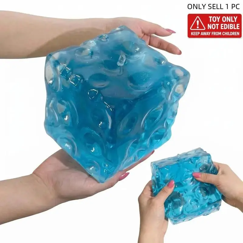 Giant Jelly Cheese Cube Squishy Toy, Squishy Fidgets, Jumbo Transparent Moldable Squeeze Fidget, No-Rebound Sensory Stress Relief Desk Toy, Perfect for Relaxation
