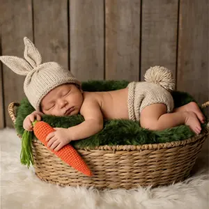 Newborn Baby Bunny Rabbit Crochet Knitted Photography Props Newborn Baby Outfits Diaper Costume