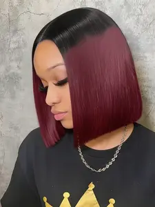 4*4 Multiple Hair Color options Human Hair Lace Bob Wig Invisible Lace Natural Hairline , 10 Inch Blunt Cut Bob Wig, Glowing Confidence!