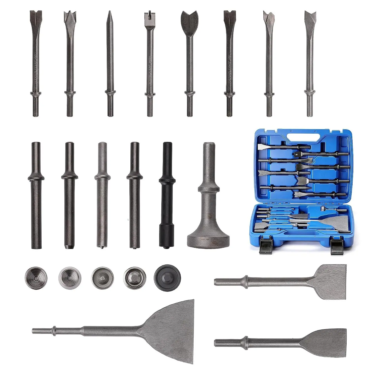 Heavy Duty Pneumatic Air Hammer Kit with 17 Chisel Attachments, 3500 BPM for Cutting, Chipping & Repair Work